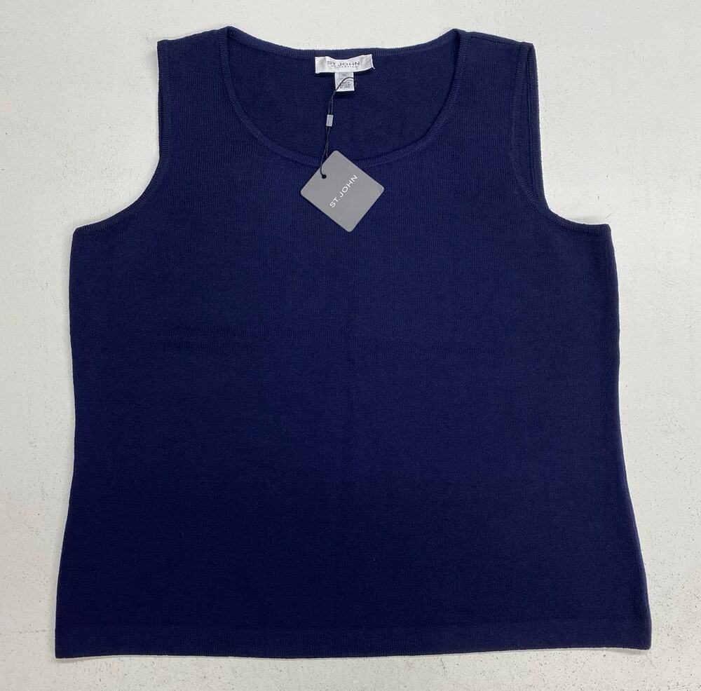 NEW VTG Women ST. JOHN wool blend sleeveless knit tank-top sweater, XL